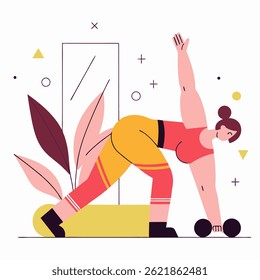 woman illustration exercise stretching gym healthy yoga workout crossfit women