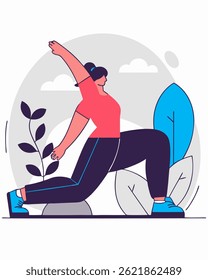 woman illustration exercise stretching gym healthy yoga workout crossfit women