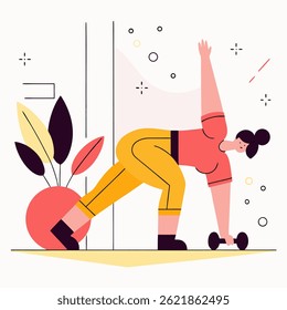 woman illustration exercise stretching gym healthy yoga workout crossfit women