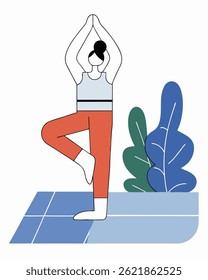 woman illustration exercise stretching gym healthy yoga workout crossfit women