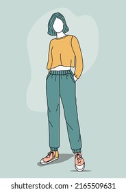 woman illustration. Hand drawn style vector design illustrations.