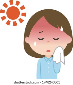 Woman illustration vectors that seem to have heatstroke in the heat.