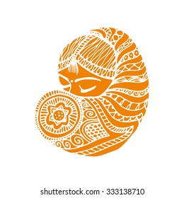 Woman from India. Hand drawn. Vector
