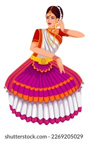 a woman from India in national dress is dancing