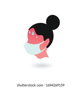woman infected with a viral infection. Vector illustration