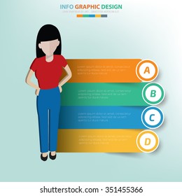 Woman info graphic design,label for text,vector