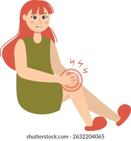 Woman with Injury. Medical Care Process. Vector Character Illustration.