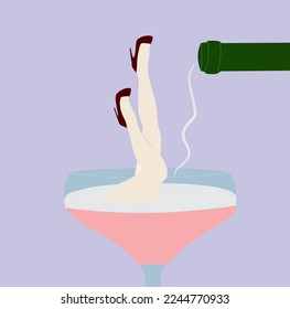 Woman Inside Cocktail Glass, Cocktail Girls