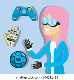woman inside to virtual reality experience