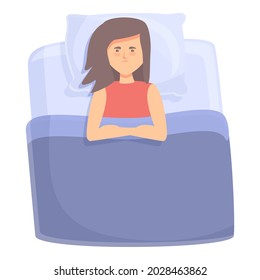 Woman insomnia icon cartoon vector. Bed sleep. Sleepless problem