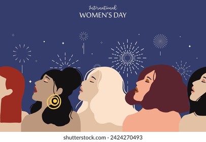 woman international day background with face and flower for horizontal size design