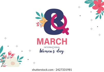 woman international day background with hand and flower for horizontal size design