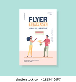 Woman interviewing winner. Microphone, cup. Flat vector illustration. Mass media or competition concept can be used for presentations, banner, website design, landing web page