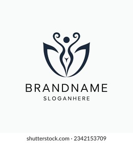 woman into a beautiful tree, logo. personal growth,