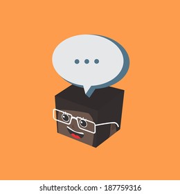 Woman Isometric Block Head Cartoon Character Stock Vector (Royalty Free ...