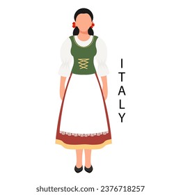 Woman in Italian folk retro costume. Culture and traditions of Italy. Illustration, vector