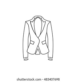 Woman jacket icon in outline style isolated on white background vector illustration