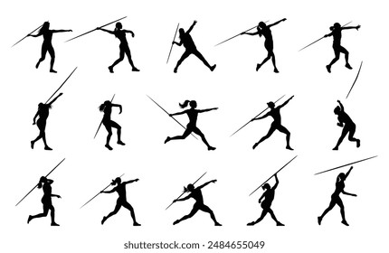 Woman javelin thrower silhouette, javelin thrower