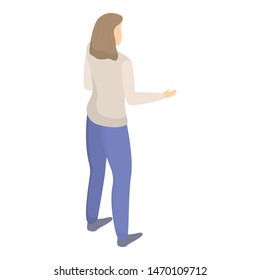 Woman in jeans icon. Isometric of woman in jeans vector icon for web design isolated on white background