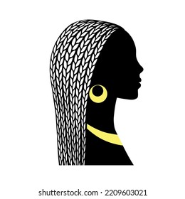 Woman with jewelry. Female silhouette. Face profile. Vector illustration.