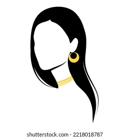 Woman with jewelry. Female silhouette. Vector illustration.