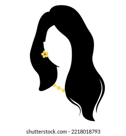 Woman with jewelry. Female silhouette. Vector illustration.