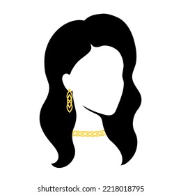 Woman with jewelry. Female silhouette. Vector illustration.