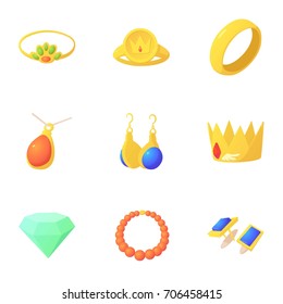 Woman Jewelry Icons Set Cartoon Set Stock Vector (Royalty Free ...