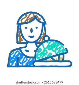 woman job doodle icon sketch vector. woman job sign. isolated symbol illustration