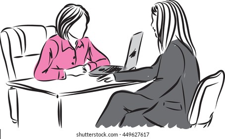 woman in a job interview illustration