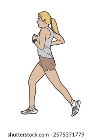 A woman jogging in athletic wear, showcasing healthy lifestyle