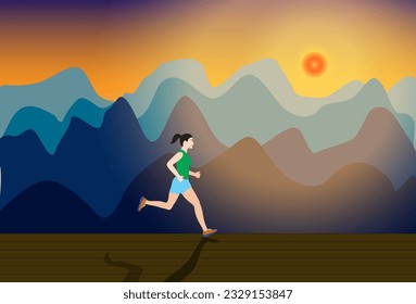 woman jogging exercise healthy creative graphics