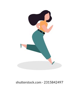 woman jogging isolate vector flat design