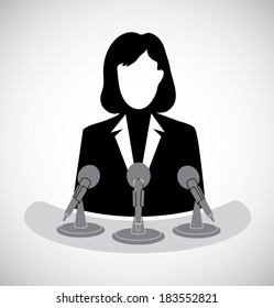 woman journalist before a microphone