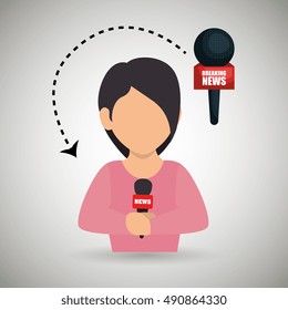 woman journalist news microphone