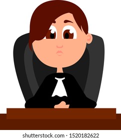 Woman judge, illustration, vector on white background.