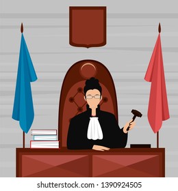woman judge. a woman is a lawyer by profession. the judge is sitting