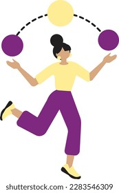 woman juggling balls icon over white background. colorful design. vector illustration