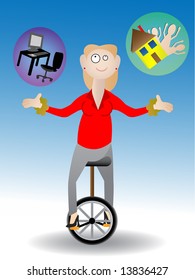 Woman Juggling Work And Family - Vector