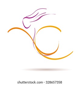Woman jumping, drawing vector