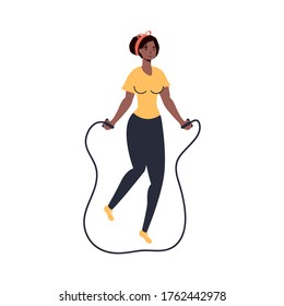 Woman jumping lasso design, Gym sport bodybuilding healthy lifestyle activity cardio leisure and exercise theme Vector illustration