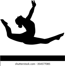 Woman jumping on balance beam