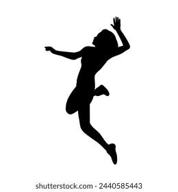 woman jumping on a white background silhouette, vector