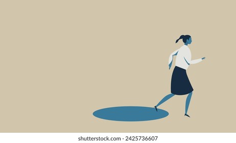 A woman jumping out of a circle.
