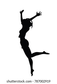 Woman jumping silhouette
