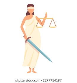 Woman of justice icon cartoon vector. Greek god. Ares legend