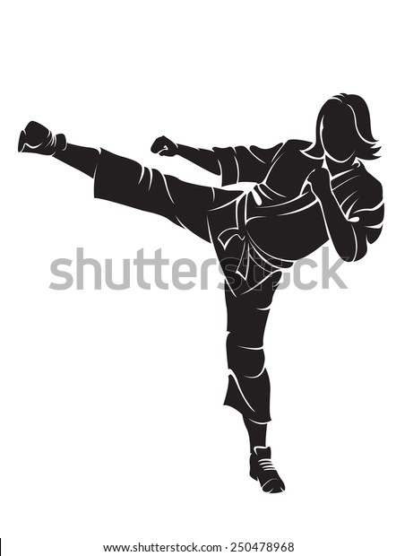 Woman Karate Fighter Vector Silhouette Isolated Vector De Stock Libre De Regalías 250478968 