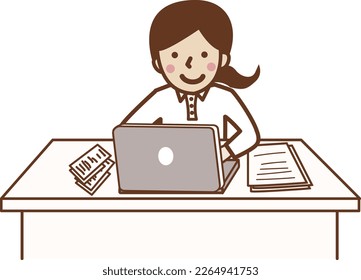 A woman keeping records on a computer.
