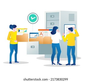 Woman keeps analytical data in drawer
