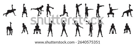 woman kettle bell vector silhouettes